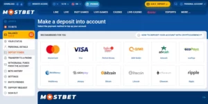 Payment Methods in Mostbet App